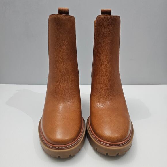 NEW Tory Burch Carson 70MM Ankle Boot Womens 10 Caramel Platform Heel Chelsea - Picture 5 of 16